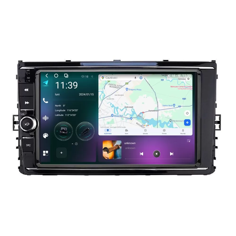 Navigatie dedicata cu Android VW Transporter Caravelle dupa 2020, 12GB RAM, Radio GPS Dual Zone, Display 2K QLED 9.5'' Touchscreen, Internet Wi-Fi si slot SIM 4G, Bluetooth, MirrorLink, USB