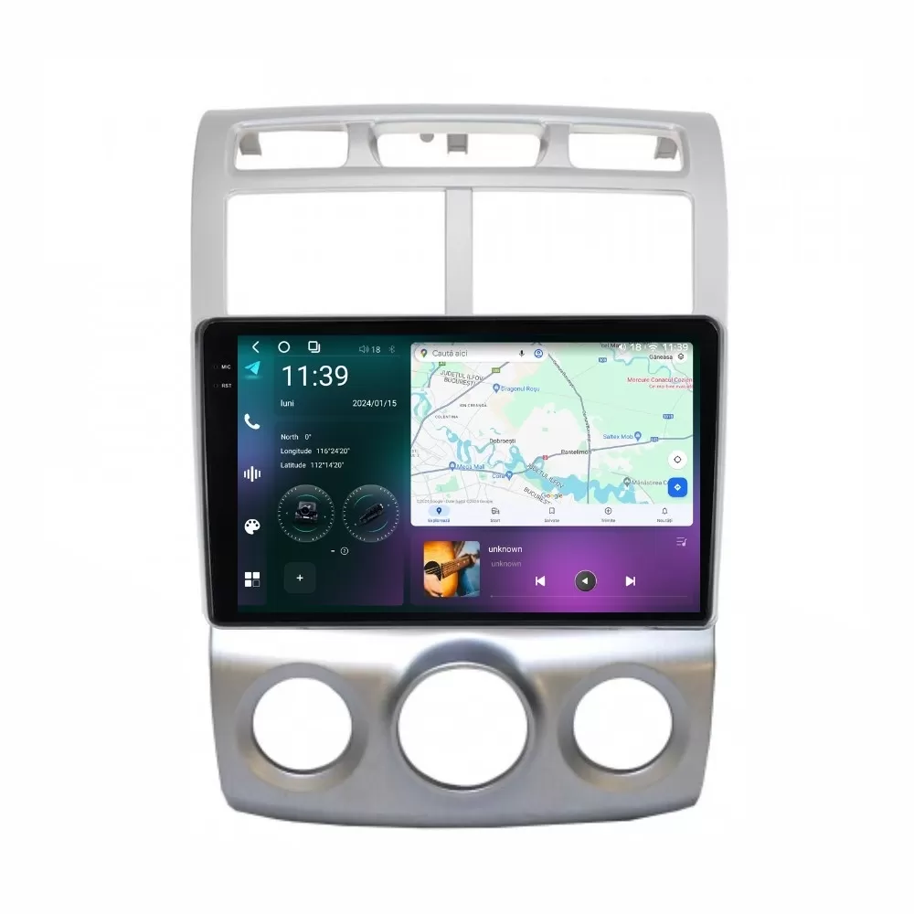 Navigatie dedicata cu Android KIA Sportage 2004 - 2010 fabricata in Coreea, clima manuala, 12GB RAM, Radio GPS Dual Zone, Display 2K QLED 9.5