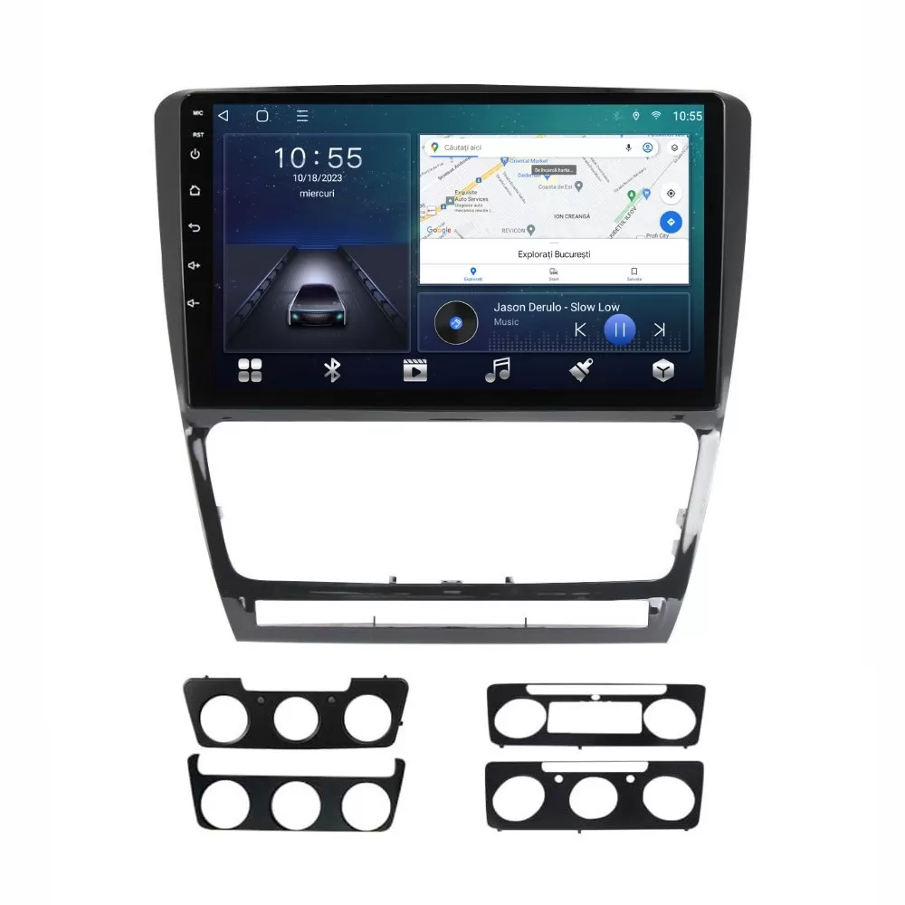 Navigatie dedicata cu Android Skoda Octavia II 2004 - 2013, negru, 2GB RAM, Radio GPS Dual Zone, Display HD QLED 10