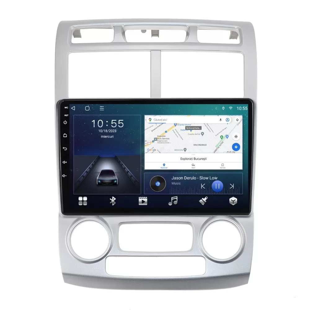 Navigatie dedicata cu Android KIA Sportage 2004 - 2010 fabricata in Coreea, clima automata, 2GB RAM, Radio GPS Dual Zone, Display HD QLED 9