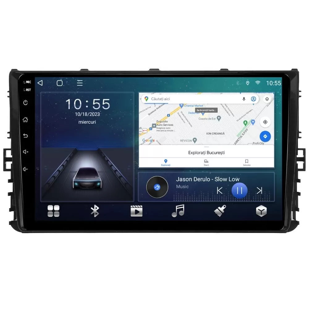 Navigatie dedicata cu Android VW Transporter Caravelle dupa 2020, 2GB RAM, Radio GPS Dual Zone, Display HD QLED 9