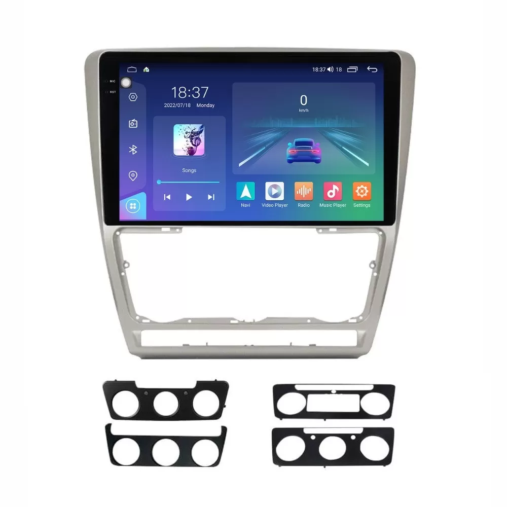 Navigatie dedicata cu Android Skoda Octavia II 2004 - 2013, gri, 8GB RAM, Radio GPS Dual Zone, Display 2K QLED 10.36