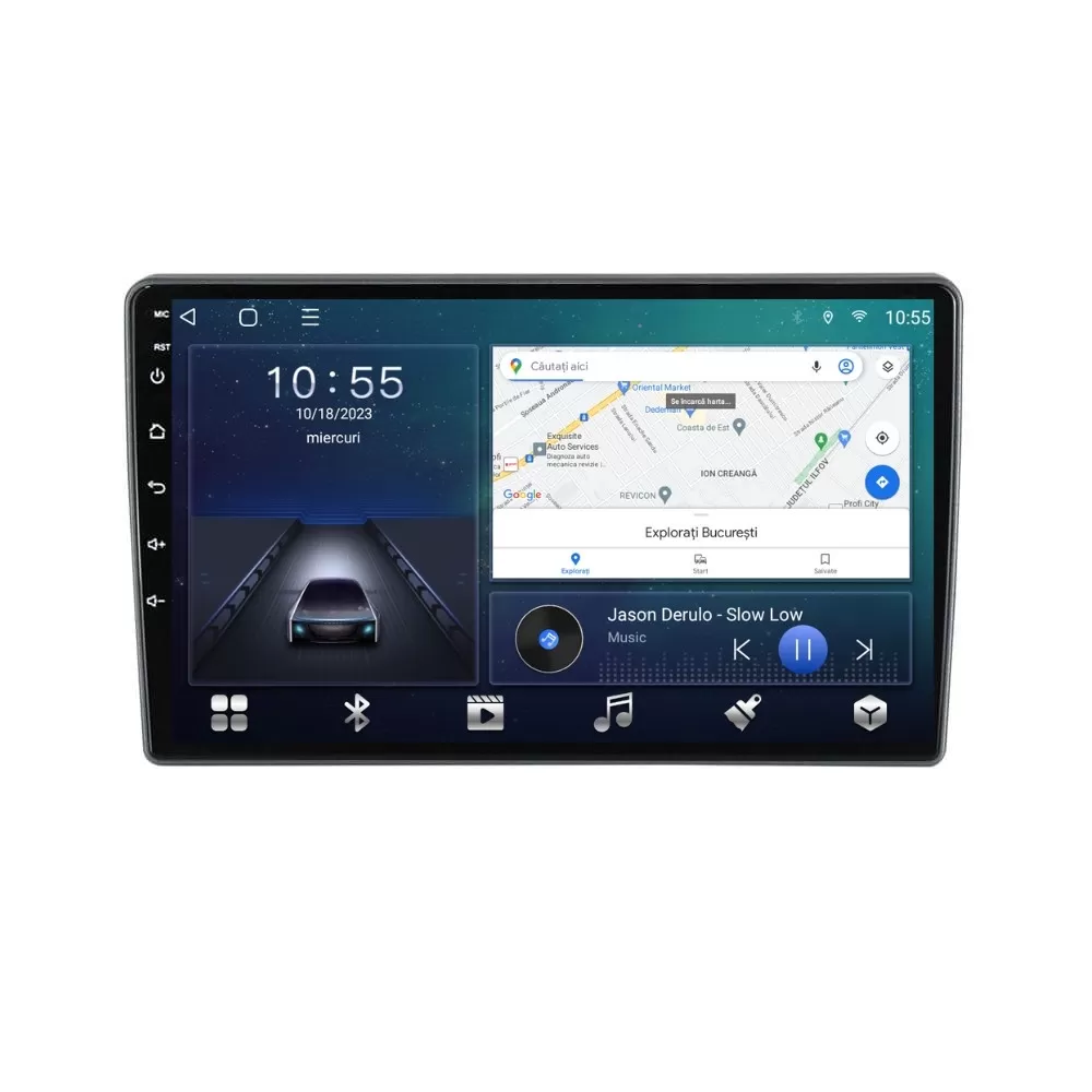Navigatie dedicata cu Android Ford Transit Tourneo Custom dupa 2018, 2GB RAM, Radio GPS Dual Zone, Display HD QLED 10'' Touchscreen, Internet Wi-Fi si slot SIM 4G, Bluetooth, MirrorLink, USB
