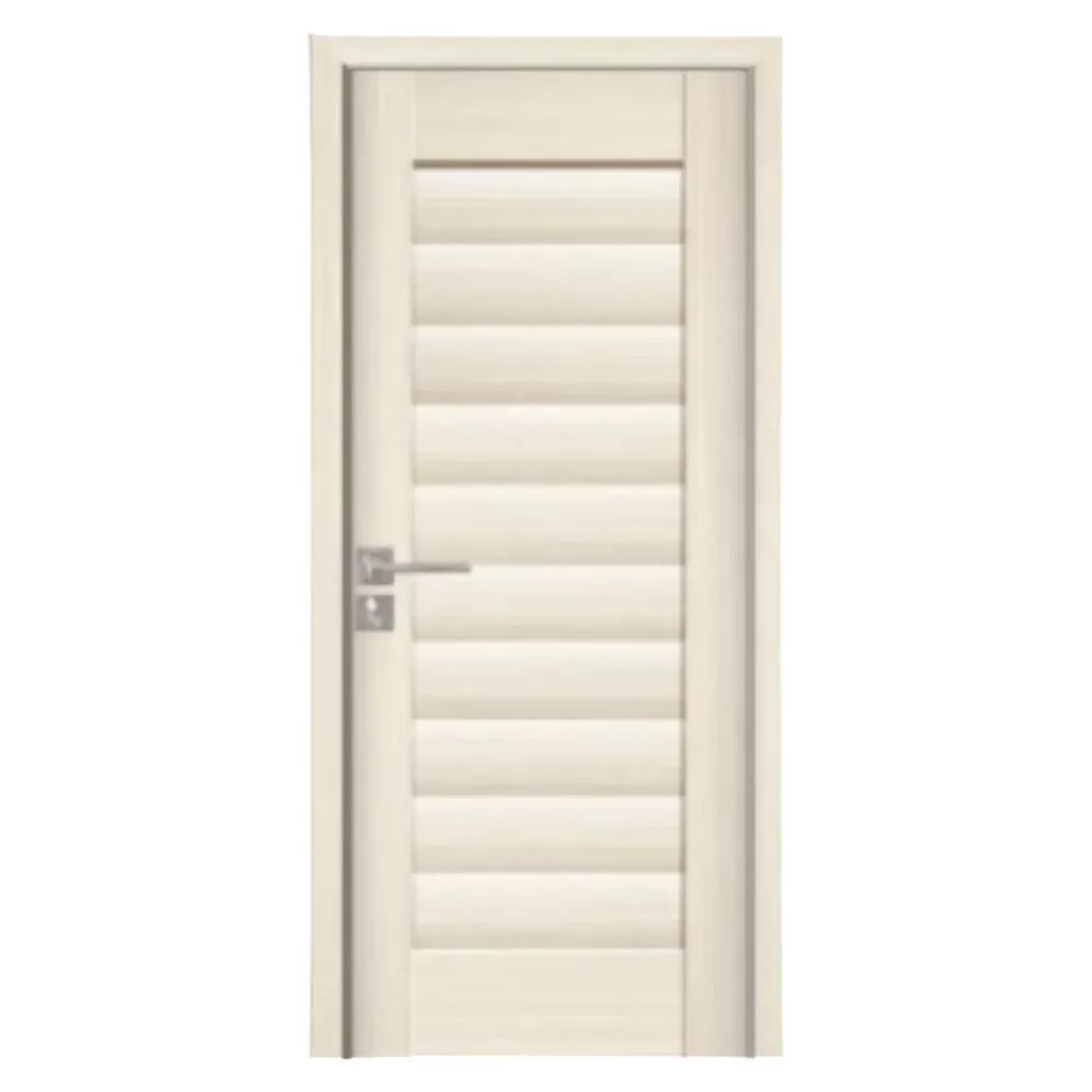 Usa Interior din MDF Novo Doors ND01 LUX PREMIUM, Cadru din Lemn Masiv, KIT COMPLET, Toc Reglabil de 10 CM INCLUS, Plinta pe Ambele Parti (Culoare: Crem, Dimensiune: 70 cm, Toc: Reglabil 30 cm, Maner: Patrat auriu inchidere magnetica)