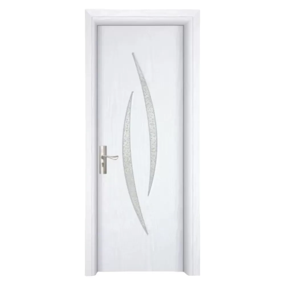 Usa Interior din MDF Novo Doors ND100, Cadru din Lemn Masiv, Geam Sablat, KIT COMPLET, Toc , Manere si balamale incluse (Culoare: Alb, Dimensiune: 60 cm, Maner: Patrat argintiu crom, Toc: Reglabil 30 cm)