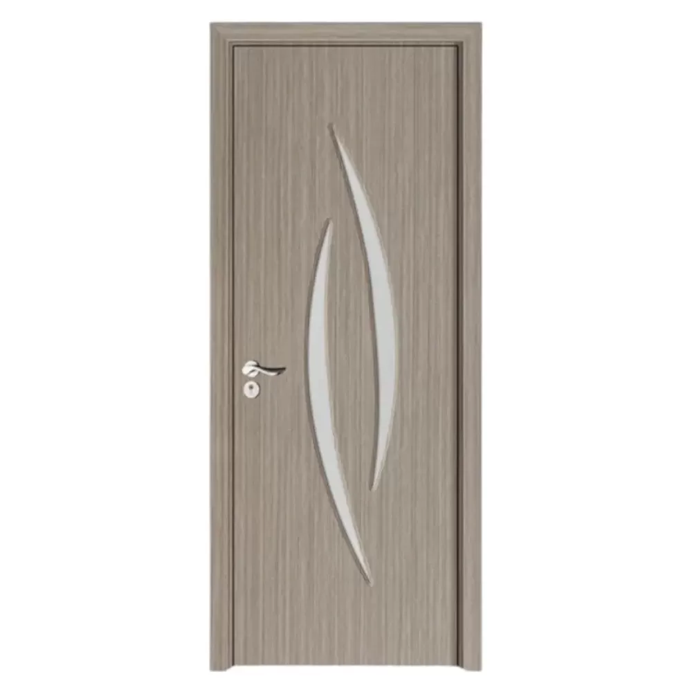 Usa Interior din MDF Novo Doors ND100, Cadru din Lemn Masiv, Geam Sablat, KIT COMPLET, Toc , Manere si balamale incluse (Culoare: Gri, Dimensiune: 60 cm, Maner: Patrat argintiu crom, Toc: Reglabil 30 cm)