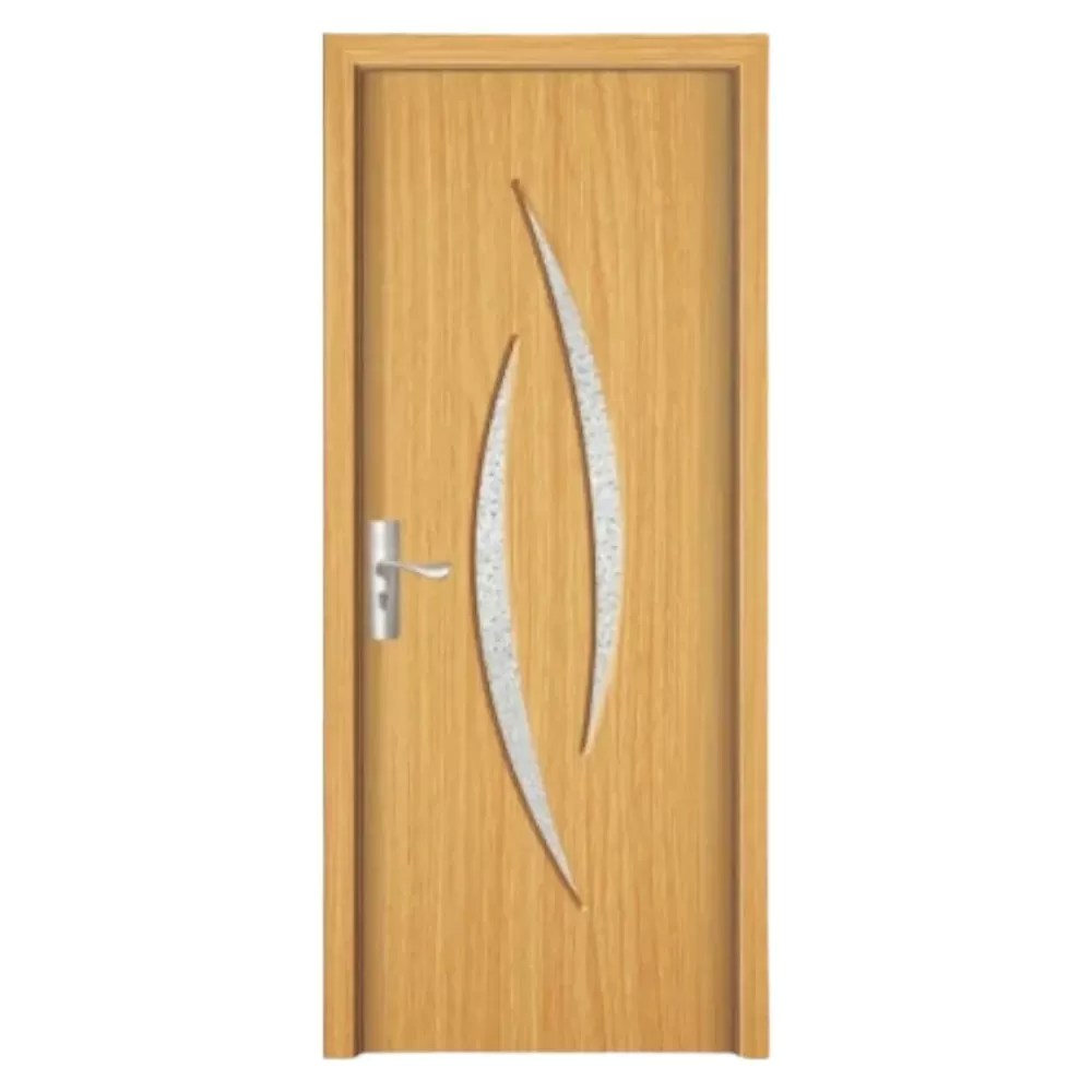 Usa Interior din MDF Novo Doors ND100, Cadru din Lemn Masiv, Geam Sablat, KIT COMPLET, Toc , Manere si balamale incluse (Culoare: Stejar Deschis, Dimensiune: 80 cm, Maner: Standard, Toc: Reglabil 30 cm)