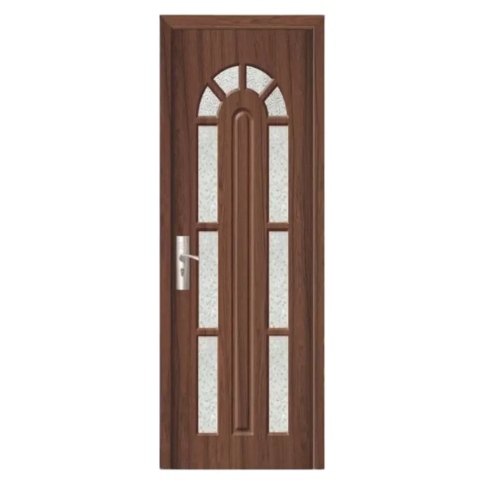 Usa Interior din MDF Novo Doors ND108, Cadru din Lemn Masiv, Geam Sablat, KIT COMPLET, Toc , Manere si balamale incluse (Culoare: Nuc, Dimensiune: 60 cm, Maner: Patrat argintiu crom, Toc: Reglabil 30 cm)