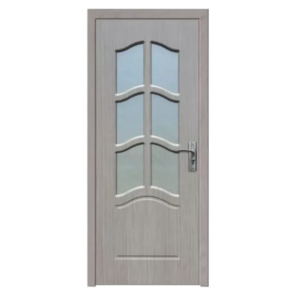 Usa Interior din MDF Novo Doors ND109, Cadru din Lemn Masiv, Geam Sablat, KIT COMPLET, Toc , Manere si balamale incluse (Culoare: Gri, Dimensiune: 80 cm, Maner: Patrat argintiu crom, Toc: Reglabil 30 cm)
