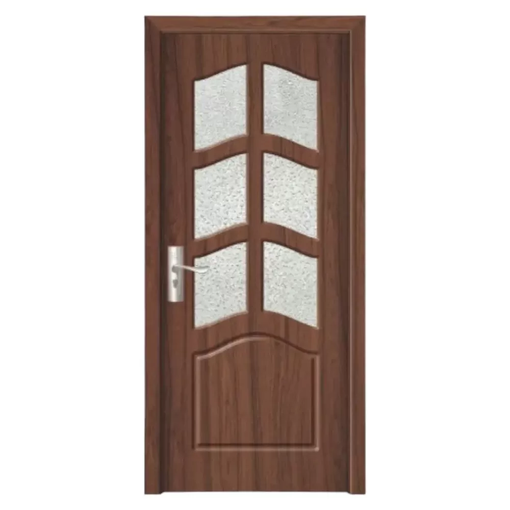 Usa Interior din MDF Novo Doors ND109, Cadru din Lemn Masiv, Geam Sablat, KIT COMPLET, Toc , Manere si balamale incluse (Culoare: Nuc, Dimensiune: 60 cm, Toc: Reglabil 10 cm, Maner: Patrat auriu inchidere magnetica)
