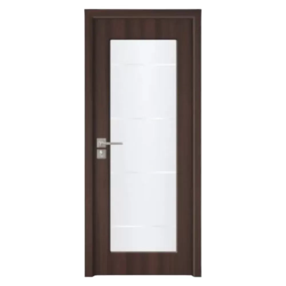 Usa Interior din MDF Novo Doors ND110-1, Cadru din Lemn Masiv, Geam Sablat, KIT COMPLET, Toc , Manere si balamale incluse (Culoare: Wenge, Dimensiune: 70 cm, Toc: Reglabil 10 cm, Maner: Patrat auriu inchidere magnetica)