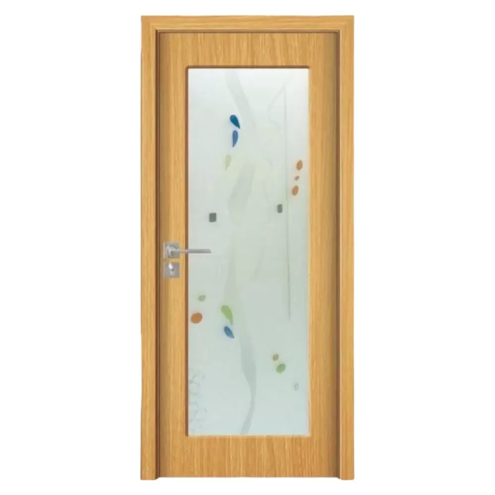 Usa Interior din MDF Novo Doors ND110, Cadru din Lemn Masiv, Geam Sablat, KIT COMPLET, Toc , Manere si balamale incluse (Culoare: Stejar Deschis, Dimensiune: 60 cm, Toc: Reglabil 30 cm, Maner: Patrat auriu inchidere magnetica)