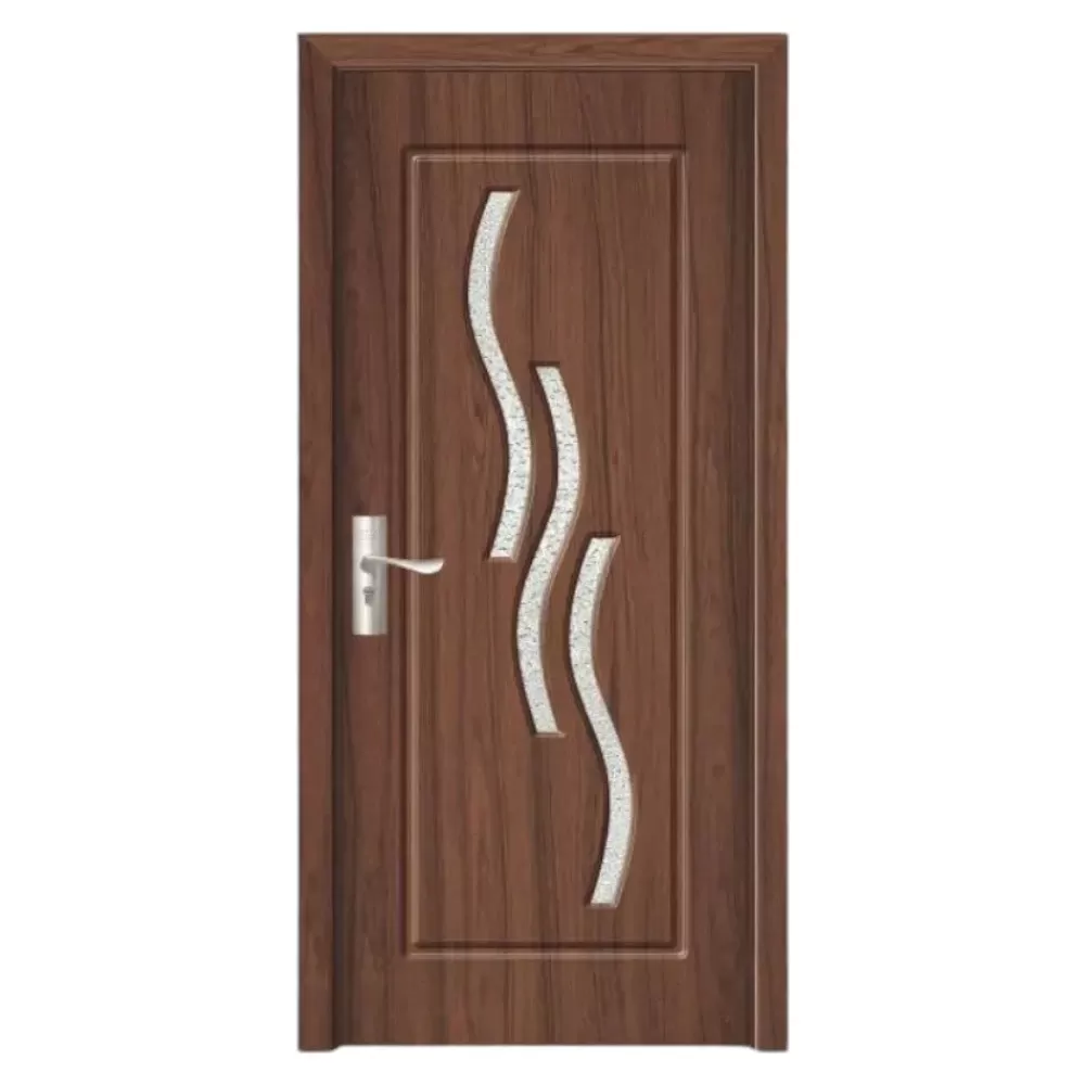 Usa Interior din MDF Novo Doors ND14, Cadru din Lemn Masiv, Geam Sablat, KIT COMPLET, Toc , Manere si balamale incluse (Culoare: Nuc, Dimensiune: 80 cm, Maner: Patrat argintiu crom, Toc: Reglabil 30 cm)