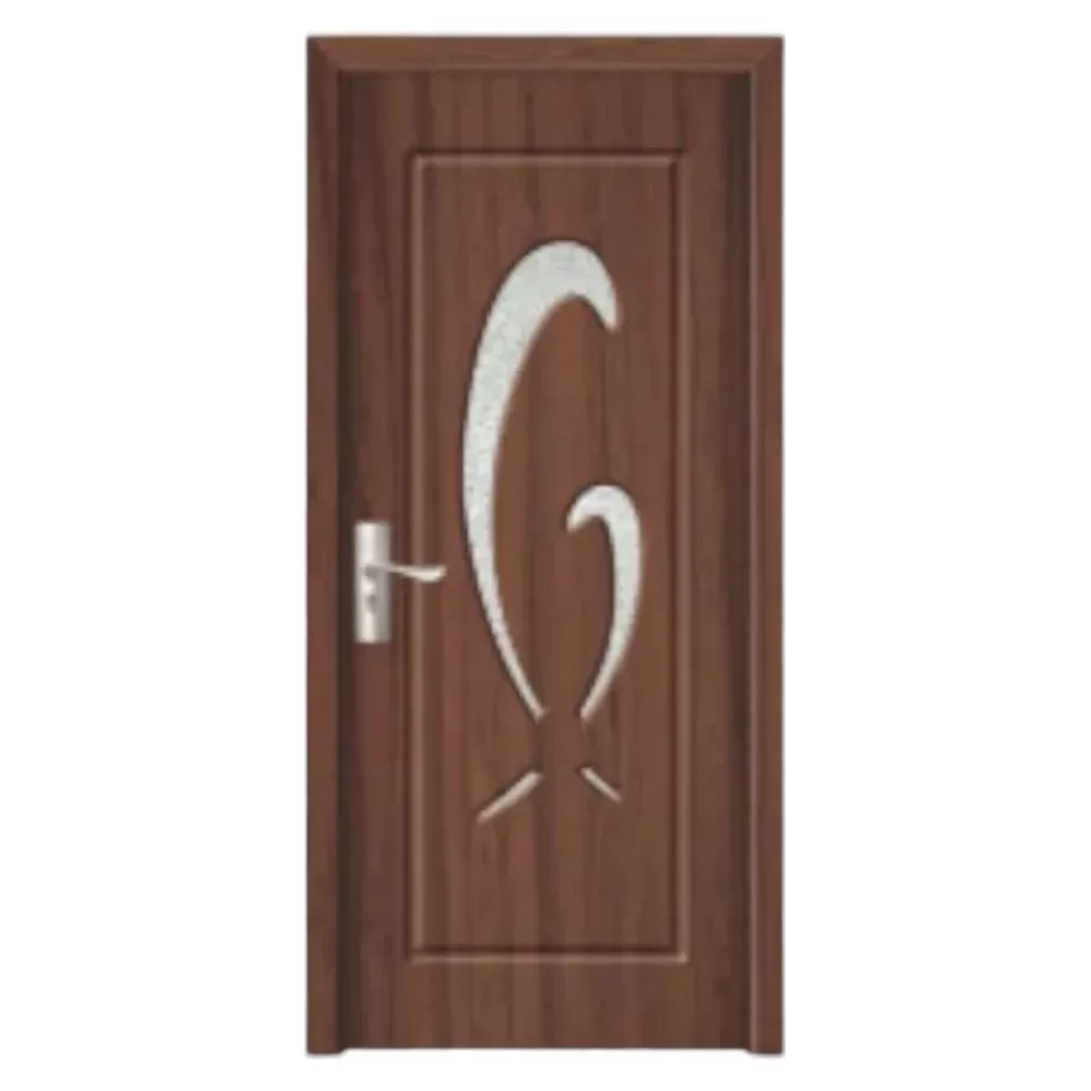 Usa Interior din MDF Novo Doors ND219, Cadru din Lemn Masiv, Geam Sablat, KIT COMPLET, Toc , Manere si balamale incluse (Culoare: Nuc, Dimensiune: 60 cm, Toc: Reglabil 30 cm, Maner: Patrat auriu inchidere magnetica)