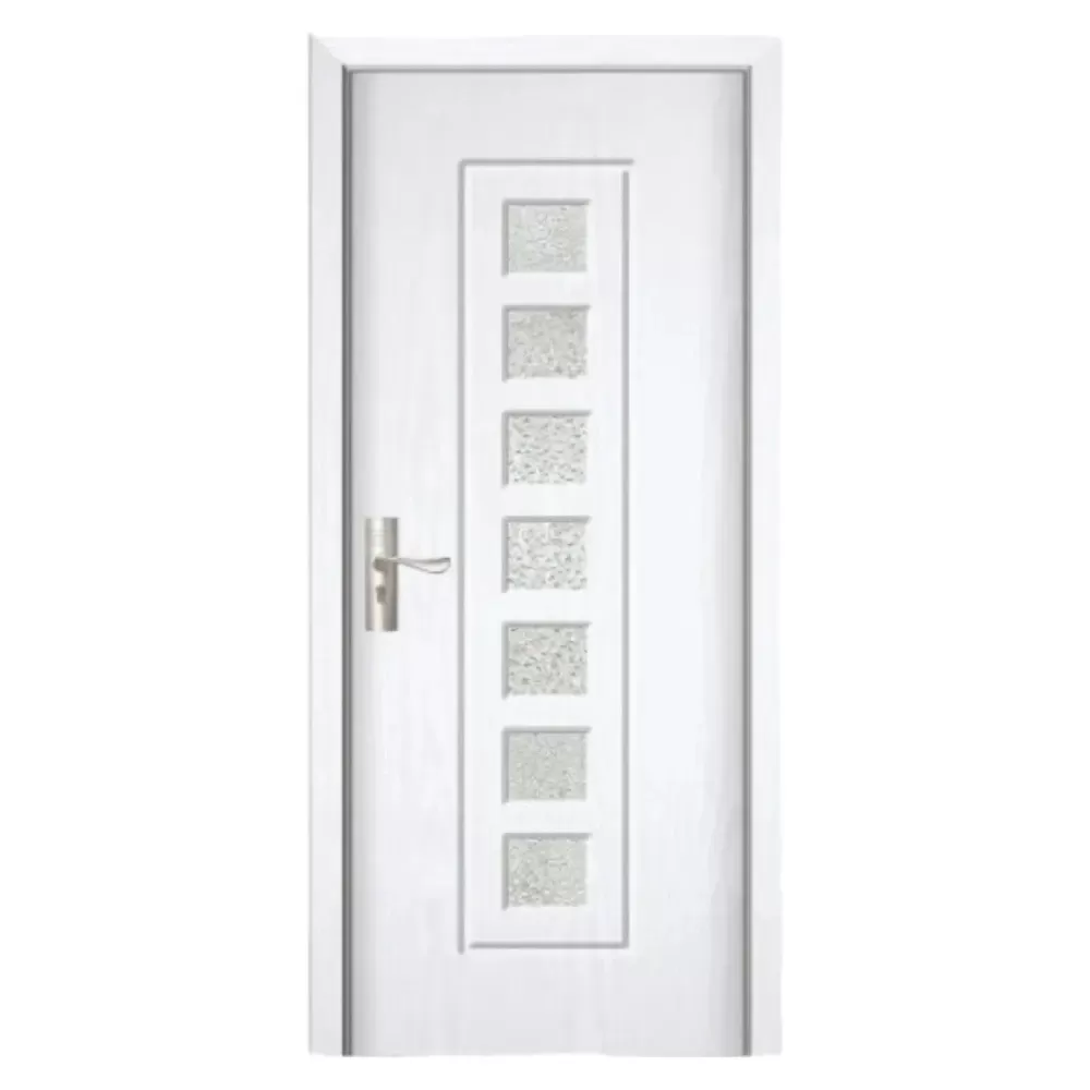 Usa Interior din MDF Novo Doors ND236, Cadru din Lemn Masiv, Geam Sablat, KIT COMPLET, Toc , Manere si balamale incluse (Culoare: Alb, Dimensiune: 60 cm, Toc: Reglabil 30 cm, Maner: Patrat auriu inchidere magnetica)