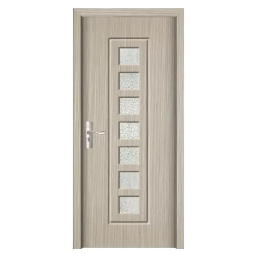 Usa Interior din MDF Novo Doors ND236, Cadru din Lemn Masiv, Geam Sablat, KIT COMPLET, Toc , Manere si balamale incluse (Culoare: Gri, Dimensiune: 80 cm, Maner: Patrat argintiu crom, Toc: Reglabil 30 cm)