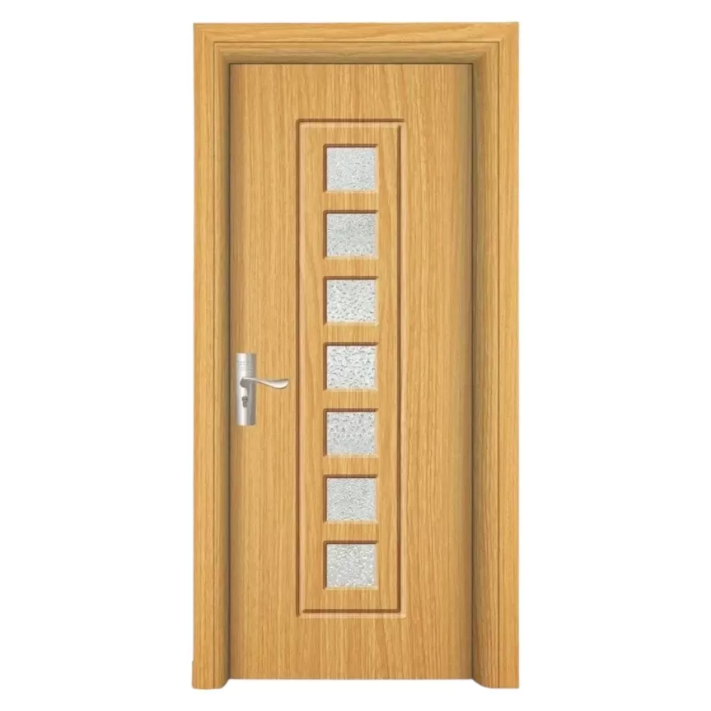 Usa Interior din MDF Novo Doors ND236, Cadru din Lemn Masiv, Geam Sablat, KIT COMPLET, Toc , Manere si balamale incluse (Culoare: Stejar Deschis, Dimensiune: 80 cm, Maner: Patrat negru inchidere magnetica, Toc: Reglabil 30 cm)