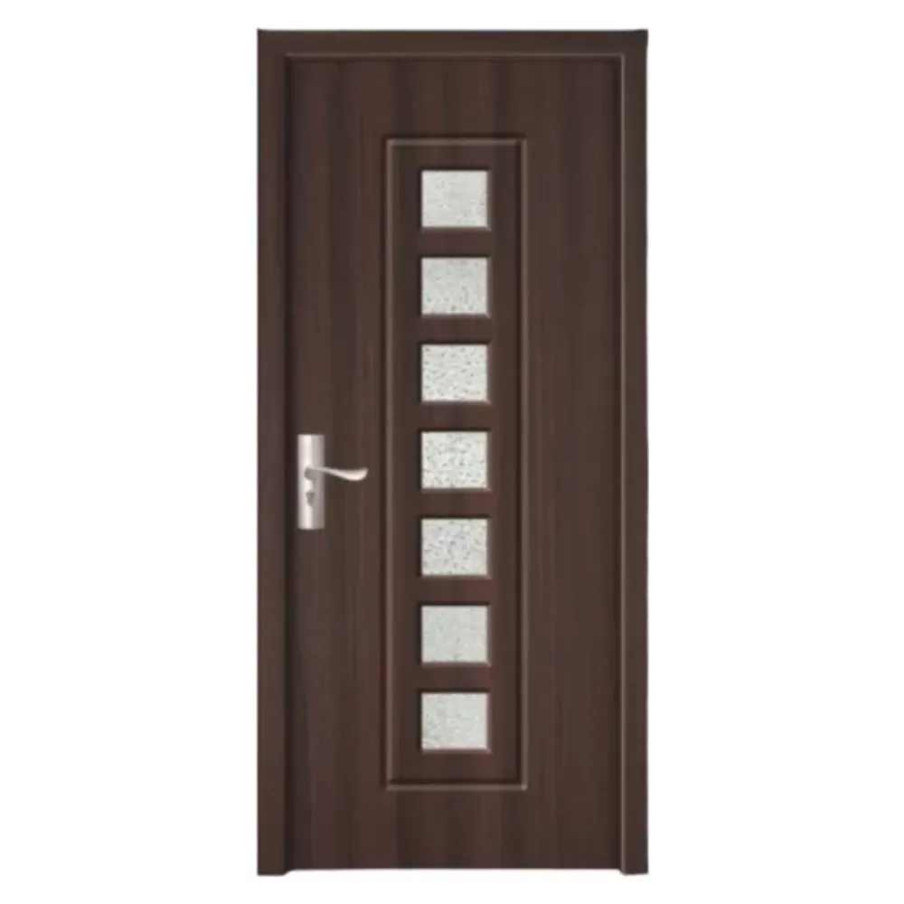 Usa Interior din MDF Novo Doors ND236, Cadru din Lemn Masiv, Geam Sablat, KIT COMPLET, Toc , Manere si balamale incluse (Culoare: Wenge, Dimensiune: 70 cm, Maner: Patrat argintiu crom, Toc: Reglabil 30 cm)