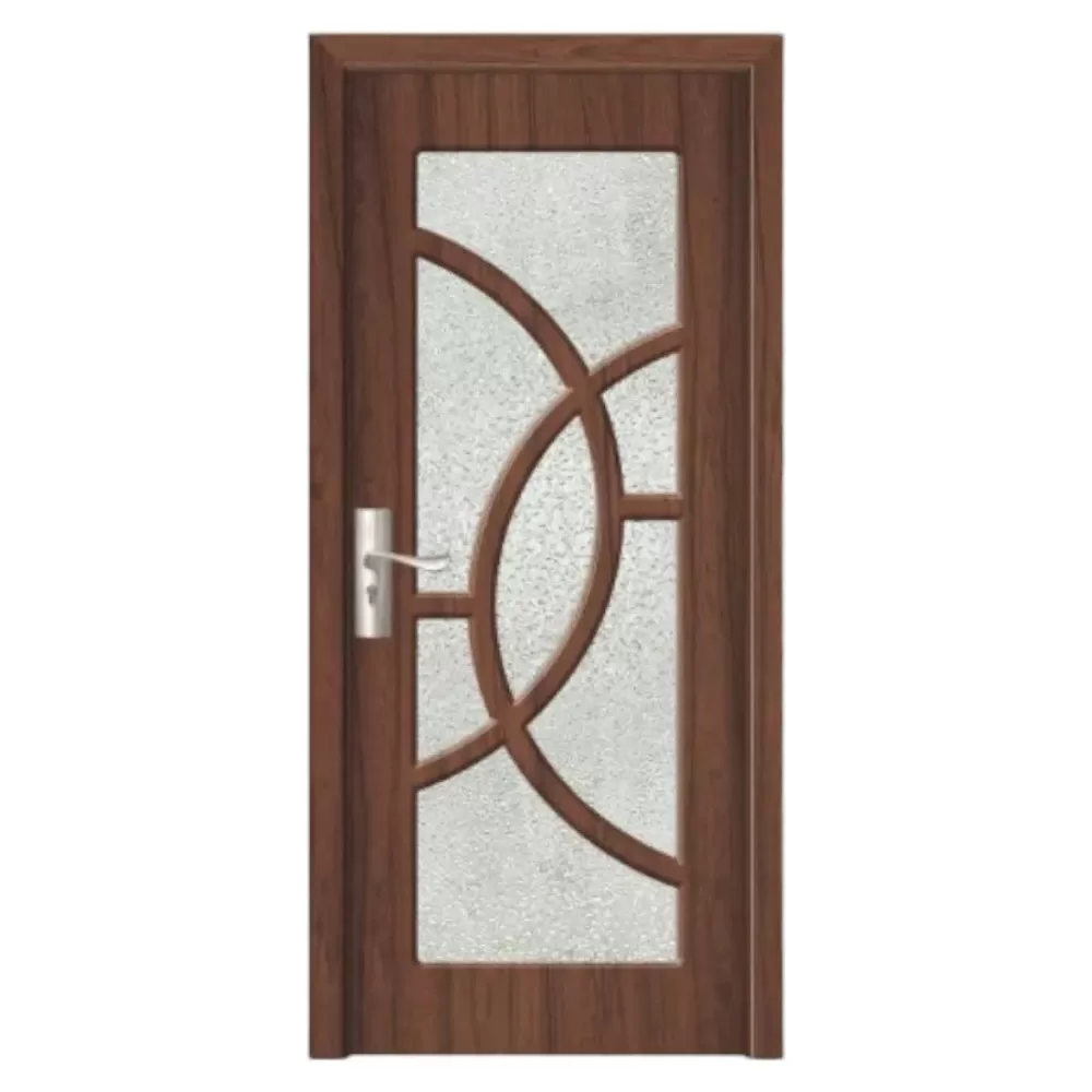 Usa Interior din MDF Novo Doors ND309, Cadru din Lemn Masiv, Geam Sablat, KIT COMPLET, Toc , Manere si balamale incluse (Culoare: Nuc, Dimensiune: 70 cm, Maner: Patrat negru inchidere magnetica, Toc: Reglabil 30 cm)
