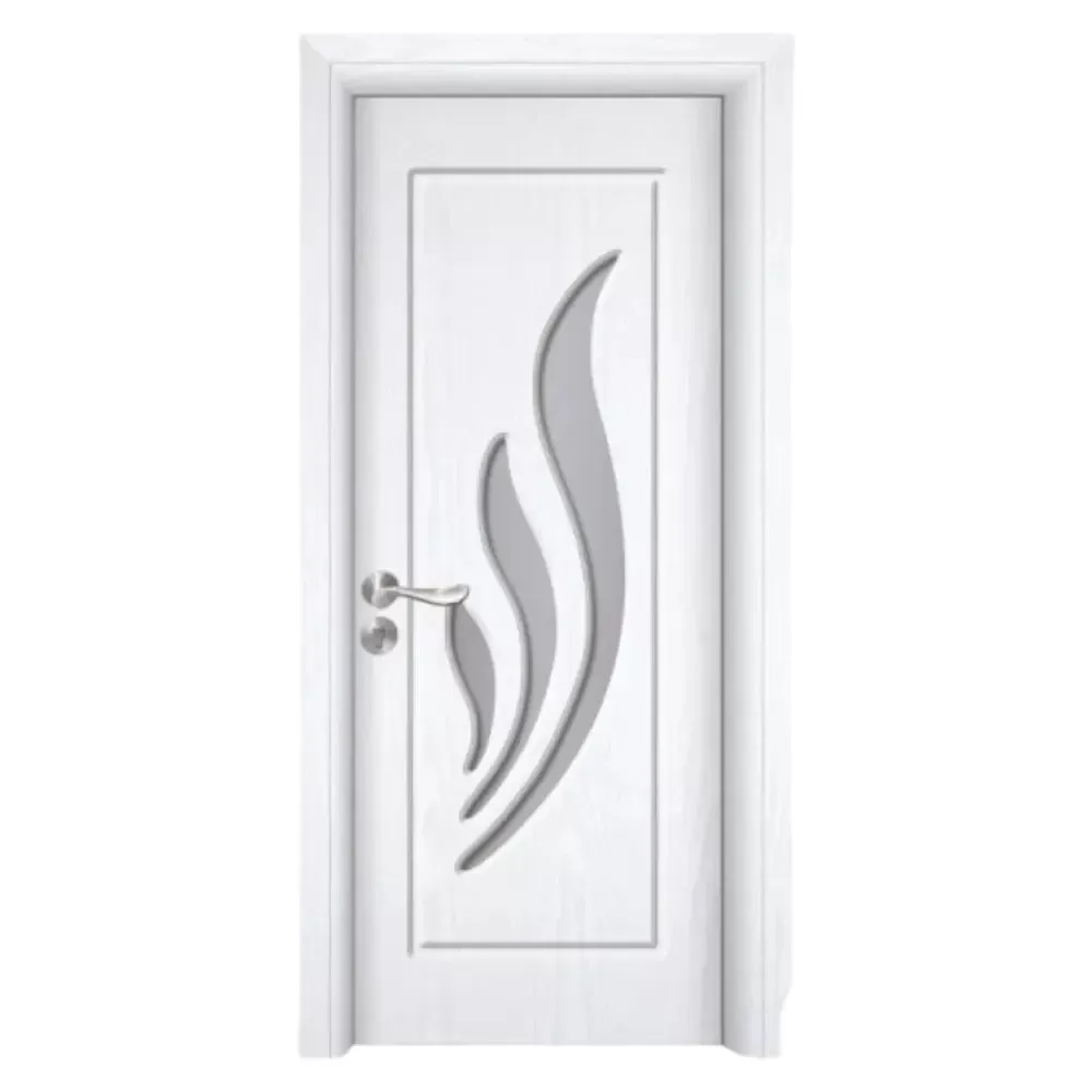 Usa Interior din MDF Novo Doors ND310, Cadru din Lemn Masiv, Geam Sablat, KIT COMPLET, Toc , Manere si balamale incluse (Culoare: Alb, Dimensiune: 70 cm, Maner: Patrat negru inchidere magnetica, Toc: Reglabil 10 cm)
