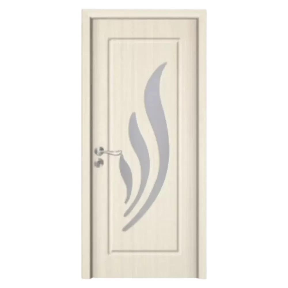 Usa Interior din MDF Novo Doors ND310, Cadru din Lemn Masiv, Geam Sablat, KIT COMPLET, Toc , Manere si balamale incluse (Culoare: Crem, Dimensiune: 70 cm, Maner: Standard, Toc: Reglabil 30 cm)