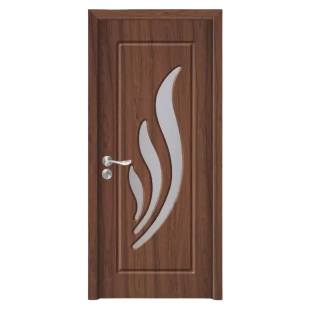 Usa Interior din MDF Novo Doors ND310, Cadru din Lemn Masiv, Geam Sablat, KIT COMPLET, Toc , Manere si balamale incluse (Culoare: Nuc, Dimensiune: 60 cm, Toc: Reglabil 10 cm, Maner: Patrat auriu inchidere magnetica)