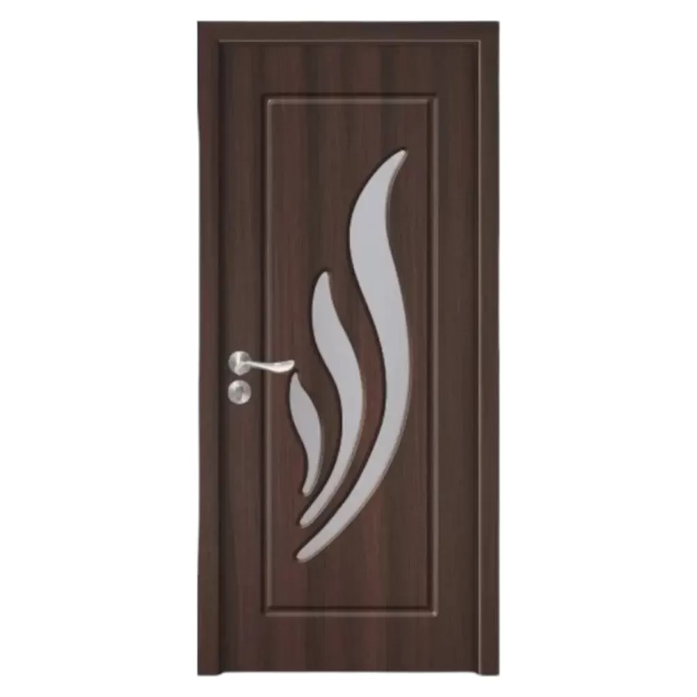 Usa Interior din MDF Novo Doors ND310, Cadru din Lemn Masiv, Geam Sablat, KIT COMPLET, Toc , Manere si balamale incluse (Culoare: Wenge, Dimensiune: 60 cm, Maner: Patrat negru inchidere magnetica, Toc: Reglabil 10 cm)