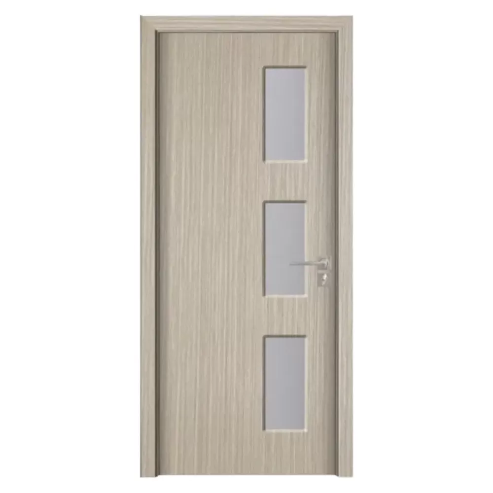 Usa Interior din MDF Novo Doors ND316, Cadru din Lemn Masiv, Geam Sablat, KIT COMPLET, Toc , Manere si balamale incluse (Culoare: Gri, Dimensiune: 60 cm, Maner: Patrat negru inchidere magnetica, Toc: Reglabil 10 cm)