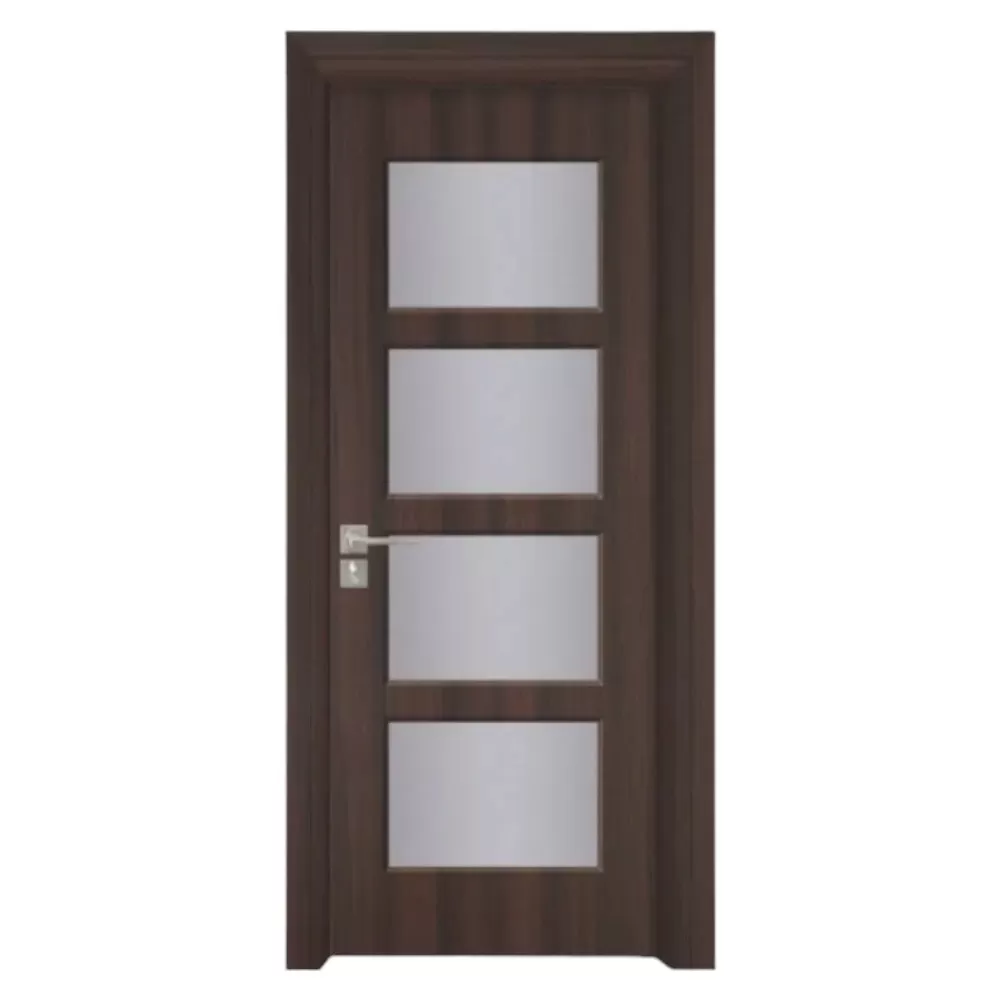 Usa Interior din MDF Novo Doors ND317, Cadru din Lemn Masiv, Geam Sablat, KIT COMPLET, Toc , Manere si balamale incluse (Culoare: Wenge, Dimensiune: 60 cm, Toc: Reglabil 30 cm, Maner: Patrat auriu inchidere magnetica)