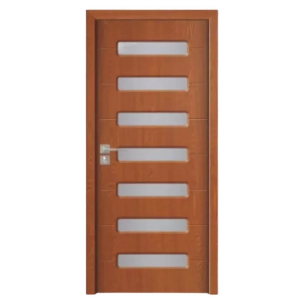 Usa Interior din MDF Novo Doors ND318, Cadru din Lemn Masiv, Geam Sablat, KIT COMPLET, Toc , Manere si balamale incluse (Culoare: Stejar Auriu, Dimensiune: 60 cm, Toc: Reglabil 30 cm, Maner: Patrat auriu inchidere magnetica)