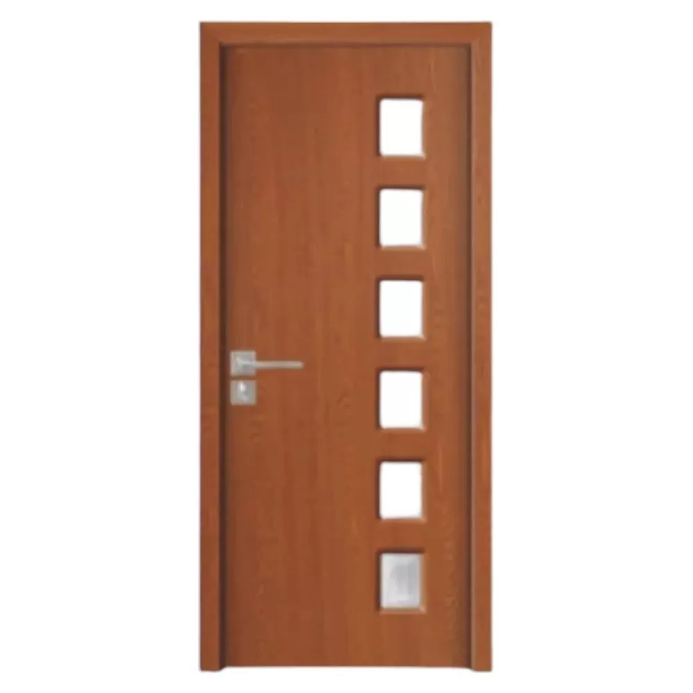 Usa Interior din MDF Novo Doors ND319, Cadru din Lemn Masiv, Geam Sablat, KIT COMPLET, Toc , Manere si balamale incluse (Culoare: Stejar Auriu, Dimensiune: 60 cm, Toc: Reglabil 30 cm, Maner: Patrat auriu inchidere magnetica)