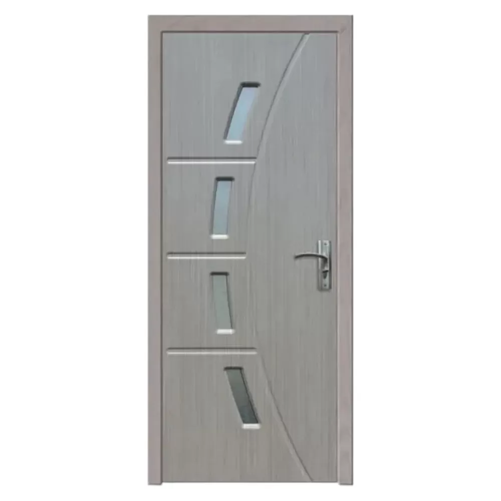 Usa Interior din MDF Novo Doors ND508, Cadru din Lemn Masiv, Geam Sablat, KIT COMPLET, Toc , Manere si balamale incluse (Culoare: Gri deschis, Dimensiune: 70 cm, Maner: Standard, Toc: Reglabil 30 cm)