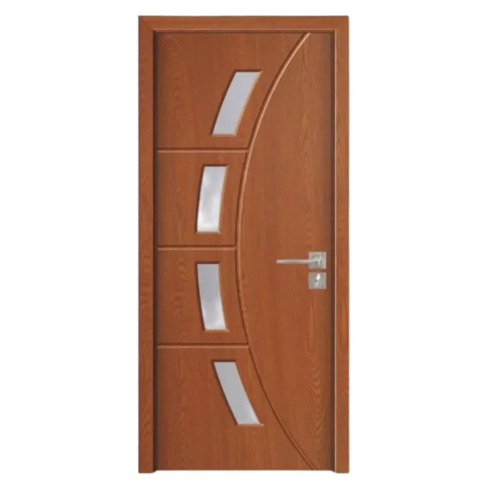 Usa Interior din MDF Novo Doors ND508, Cadru din Lemn Masiv, Geam Sablat, KIT COMPLET, Toc , Manere si balamale incluse (Culoare: Stejar Auriu, Dimensiune: 60 cm, Toc: Reglabil 30 cm, Maner: Patrat auriu inchidere magnetica)