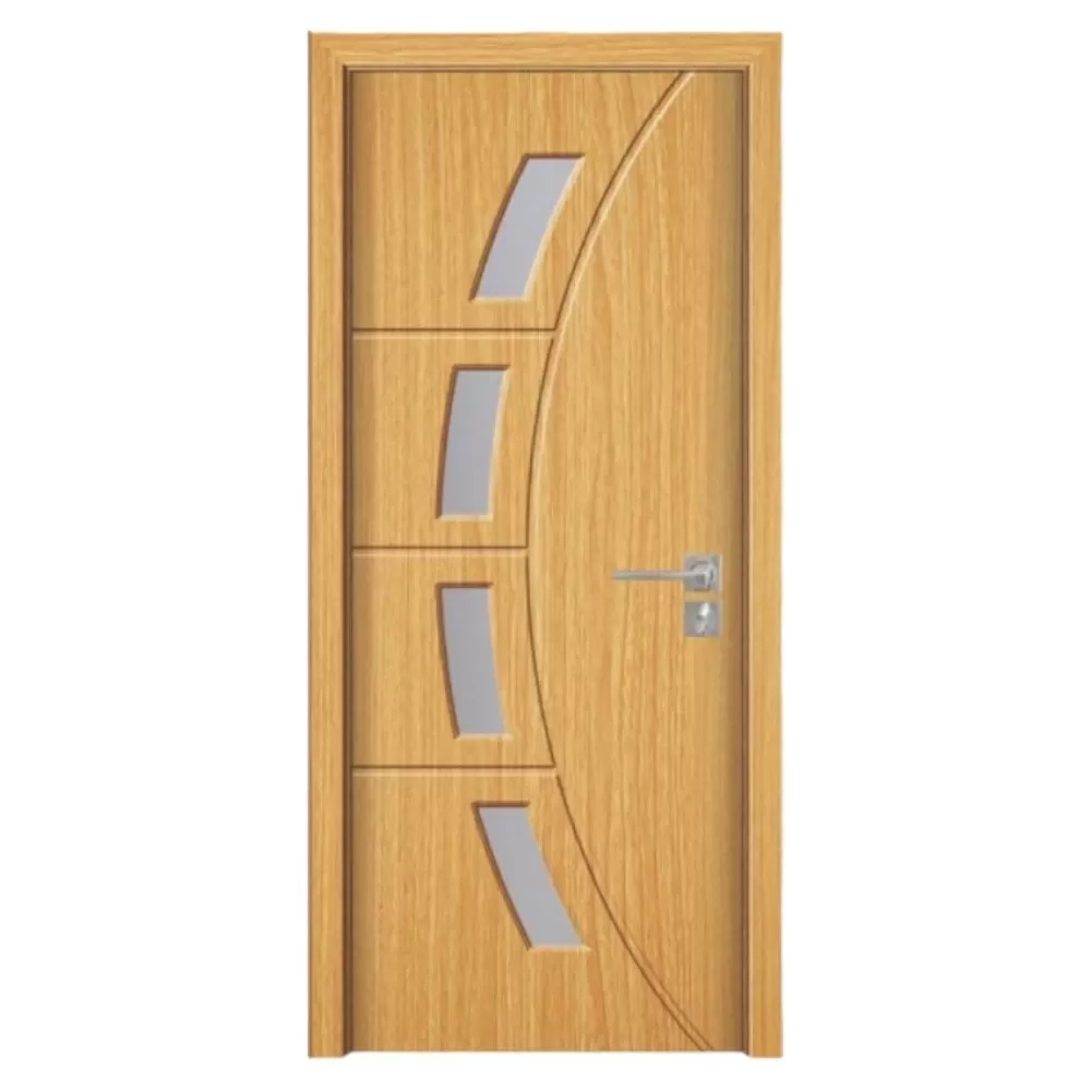 Usa Interior din MDF Novo Doors ND508, Cadru din Lemn Masiv, Geam Sablat, KIT COMPLET, Toc , Manere si balamale incluse (Culoare: Stejar Deschis, Dimensiune: 60 cm, Toc: Reglabil 30 cm, Maner: Patrat auriu inchidere magnetica)