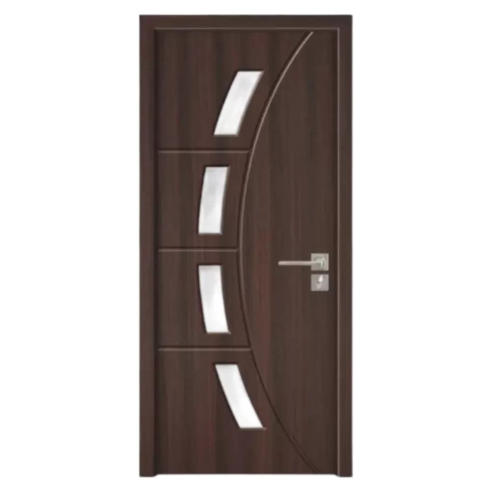 Usa Interior din MDF Novo Doors ND508, Cadru din Lemn Masiv, Geam Sablat, KIT COMPLET, Toc , Manere si balamale incluse (Culoare: Wenge, Dimensiune: 70 cm, Maner: Patrat negru inchidere magnetica, Toc: Reglabil 30 cm)