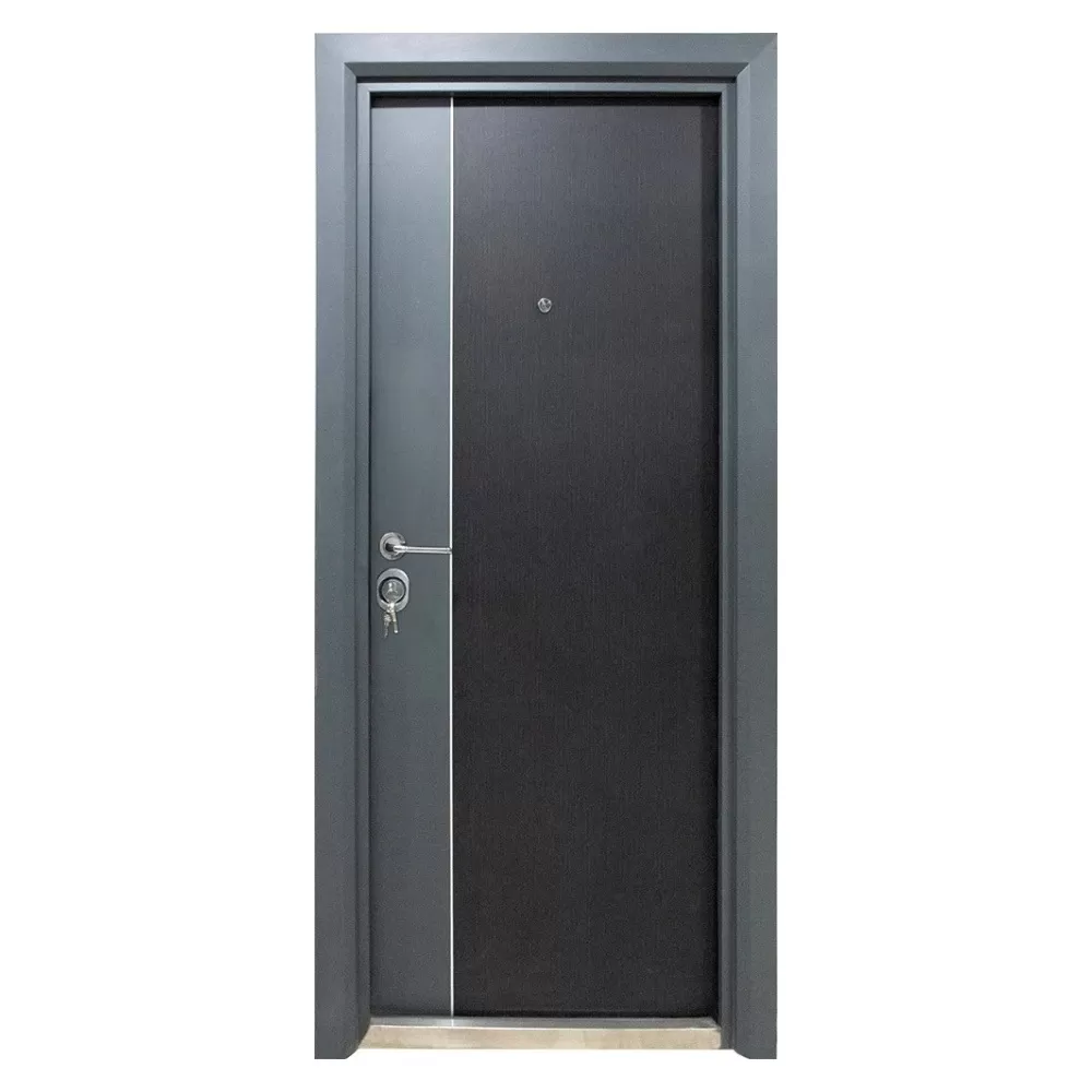 Usa metalica de exterior cu izolatie si vizor Novo Doors NDFC10001 ,deschidere stanga dreapta, 1 yala, dimensiuni multiple,tabla 1.2 mm, balamale si clanta incluse, toc de 7 centimetri, pentru case (Culoare: Gri Antracit, Sens deschidere: Dreapta)