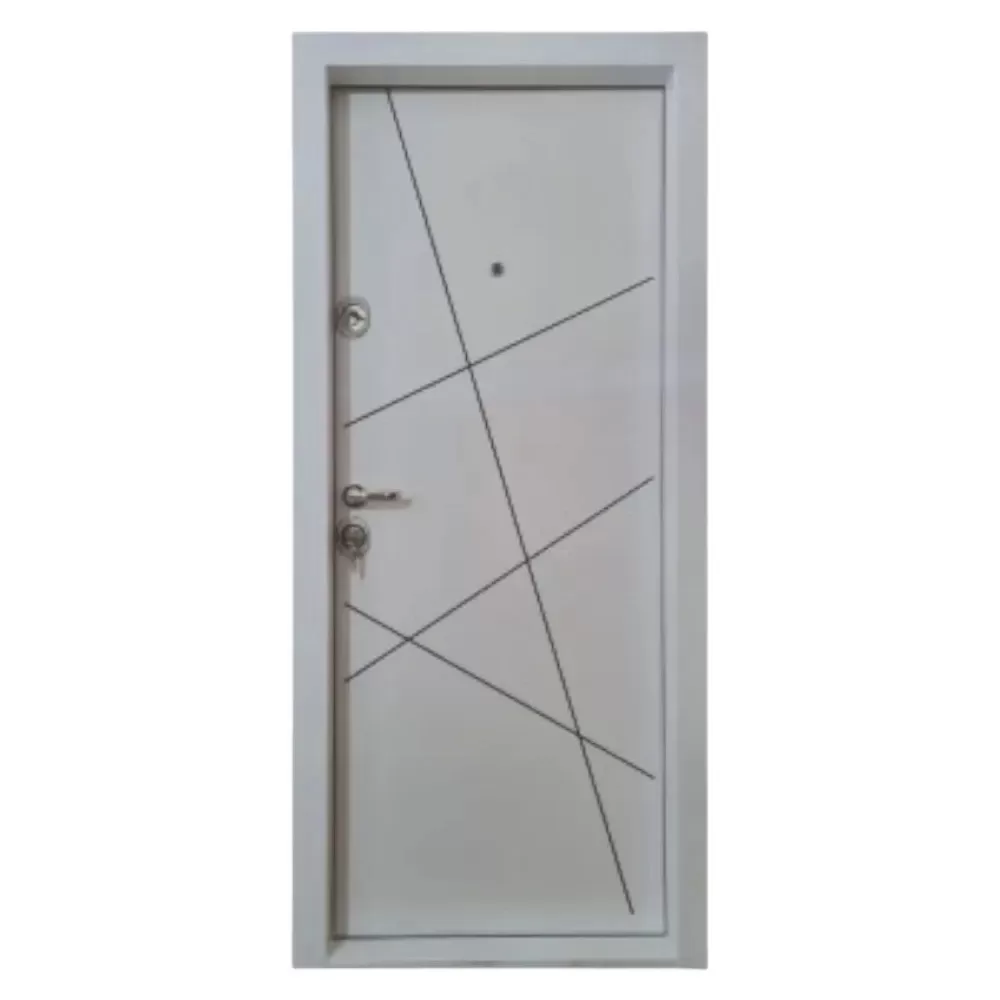 Usa metalica de apartament cu izolatie si vizor Novo Doors First Class NDFC20, Deschidere Stanga Dreapta, Dimensiune 200X88 cm, Tabla 1.2 mm, Kit complet, Alb (Sens deschidere: Dreapta)