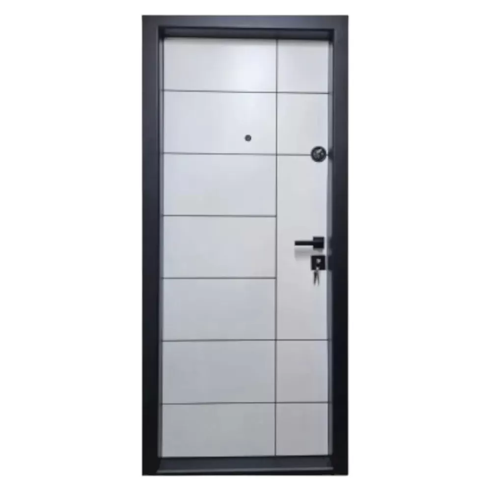Usa metalica de apartament cu izolatie si vizor Novo Doors First Class NDS02, Deschidere Stanga Dreapta, Dimensiune 200X88 cm, Tabla 1.2 mm, Kit complet, Alb (Sens deschidere: Stanga)