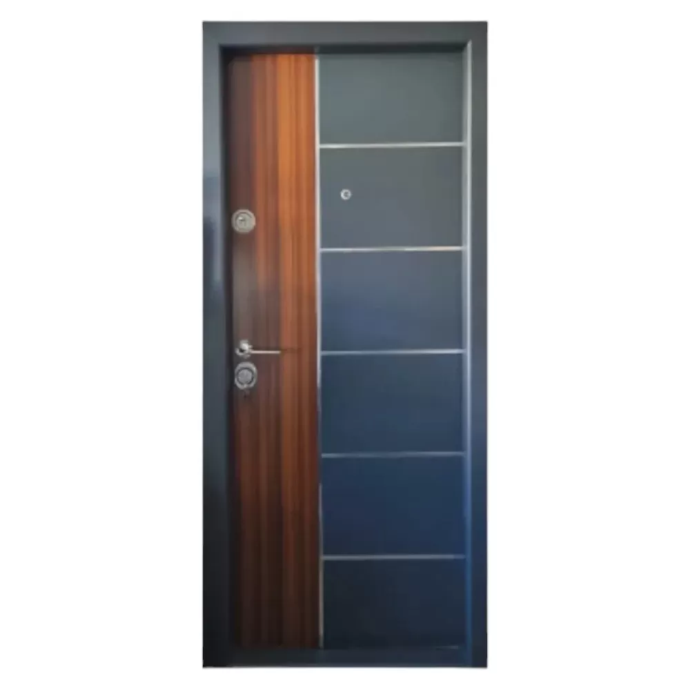 Usa metalica de exterior cu izolatie si vizor Novo Doors NDS08, Din compozit, 2 yale, Kit complet, Pentru case, Gri antracit cu insertie Stejar (Dimensiune: 88 cm, Sens deschidere: Dreapta)