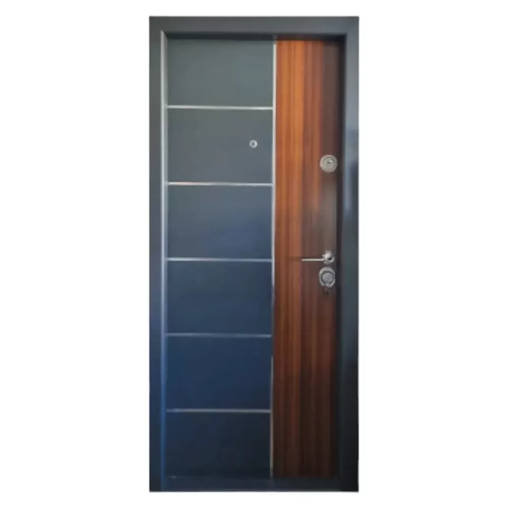 Usa metalica de exterior cu izolatie si vizor Novo Doors NDS08, Din compozit, 2 yale, Kit complet, Pentru case, Gri antracit cu insertie Stejar (Dimensiune: 98 cm, Sens deschidere: Stanga)