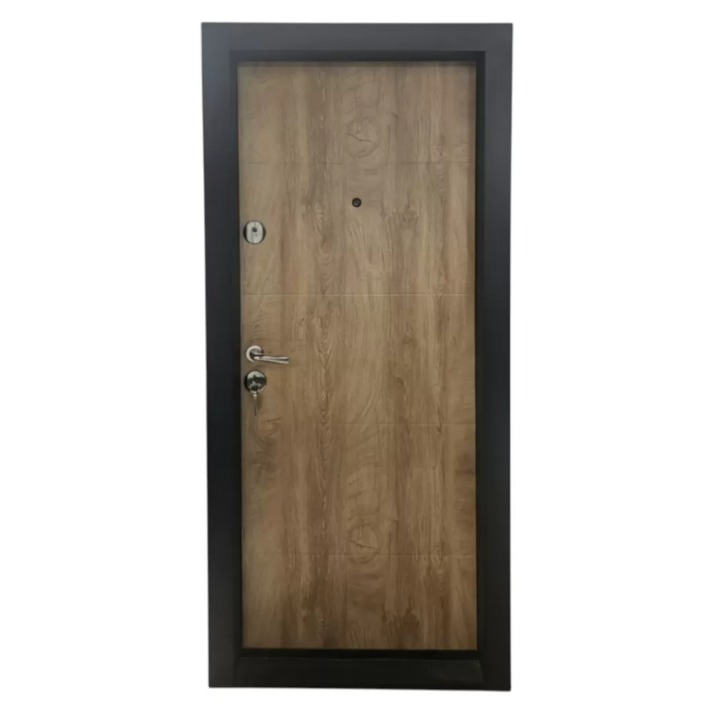 Usa metalica de apartament cu izolatie si vizor Novo Doors First Class NDS28, Deschidere Stanga Dreapta, Dimensiune 200X88 cm, Tabla 1.2 mm, Kit complet, Stejar deschis (Sens deschidere: Dreapta)
