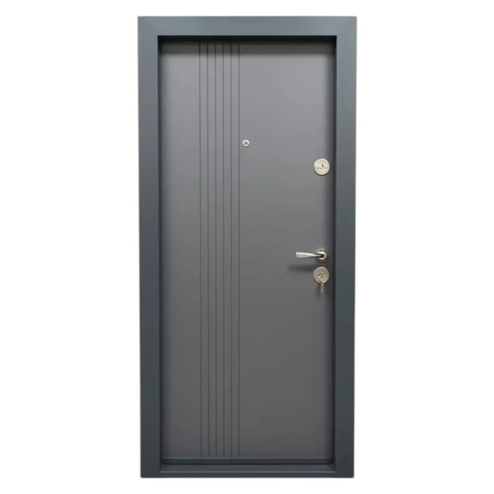 Usa metalica de apartament cu izolatie si vizor Novo Doors First Class NDS30, Deschidere Stanga Dreapta, Dimensiune 200X88 cm, Tabla 1.2 mm, Kit complet, Gri antracit (Sens deschidere: Stanga)