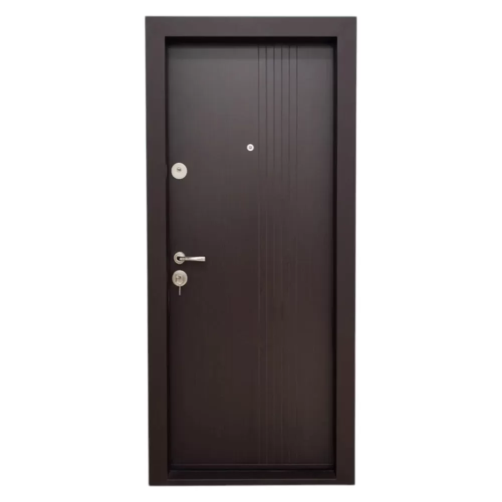 Usa metalica de apartament cu izolatie si vizor Novo Doors First Class NDS31, Deschidere Stanga Dreapta, Dimensiune 200X88 cm, Tabla 1.2 mm, Kit complet, Wenge (Sens deschidere: Dreapta)