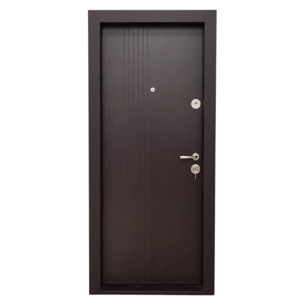Usa metalica de apartament cu izolatie si vizor Novo Doors First Class NDS31, Deschidere Stanga Dreapta, Dimensiune 200X88 cm, Tabla 1.2 mm, Kit complet, Wenge (Sens deschidere: Stanga)