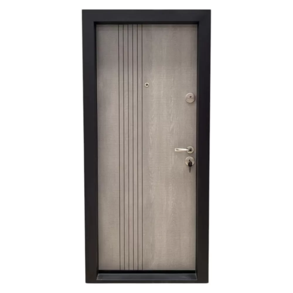 Usa metalica de apartament cu izolatie si vizor Novo Doors First Class NDS32, Deschidere Stanga Dreapta, Dimensiune 200X88 cm, Tabla 1.2 mm, Kit complet, Gri deschis (Sens deschidere: Stanga)