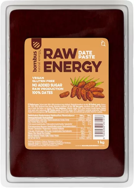 Superaliment: Pasta pura de curmale Raw Energy, fara gluten 1kg Bombus