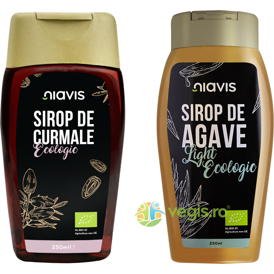 Pachet Sirop de Curmale Ecologic Bio 250ml 350g + Sirop de Agave Light Ecologic Bio 250ml 350g