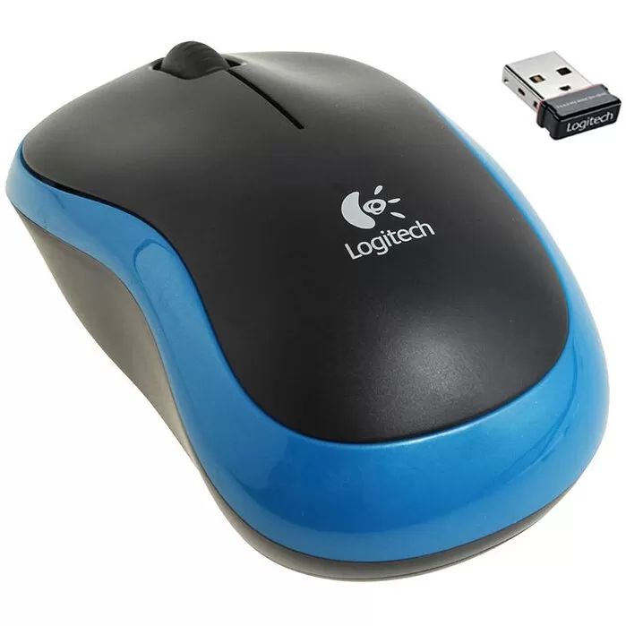 Mouse M185 910-002236, Wireless, USB2.0, negru-albastru
