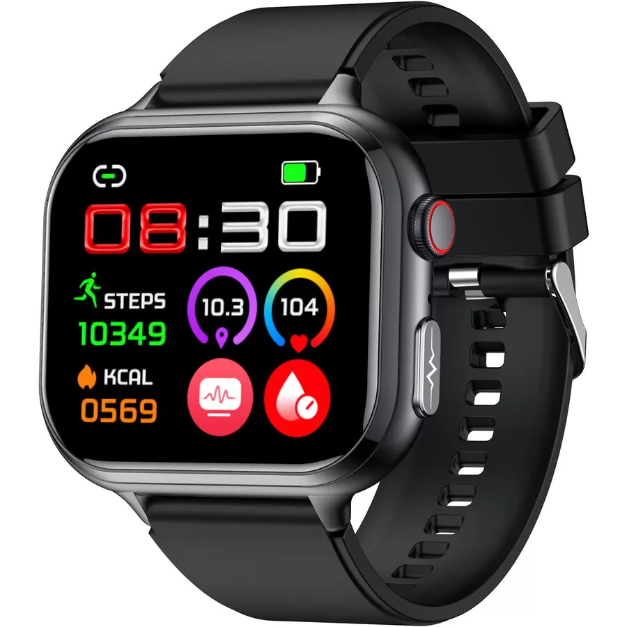 SmartWatch cu Senzor Glucometru, BIA, EKG, Ritm Cardiac, Nivel Oxigen, Tensiune Arteriala, Temperatura Corporala, Acid Uric, Calculator S859