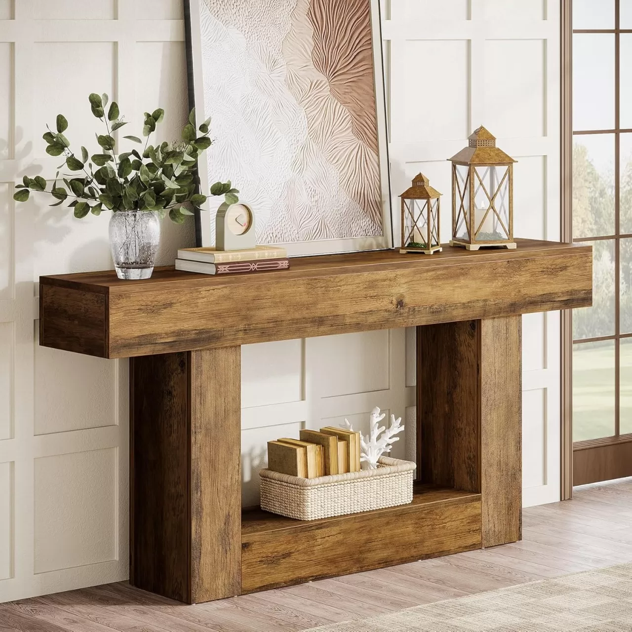 MAM4 - Masa Consola, 160 cm, masuta hol, living, dining, dormitor - Maro - Negru Maro Gri